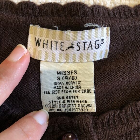 Vintage 90s Brown Button Front Cardigan Soft Knit Classic Preppy Soft Girl Small - Picture 6 of 8